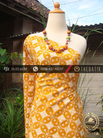 Kain Batik Cap Jogja Motif Kawung Beton Kuning