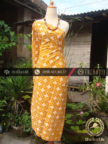 Jual Kain Batik  Cap Jogja Motif Kawung  Beton  Kuning 