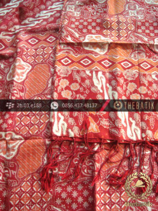 Sarung Selendang Sekar Jagad Lawasan Merah