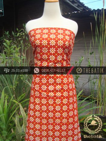 Kain Batik Cap Jogja Motif Kembang Tanjung Jingga