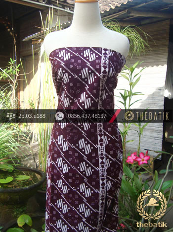 Kain Batik Cap Jogja Motif Ceplok Marun