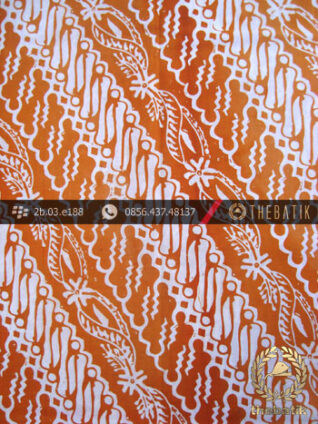 Kain Batik Cap Jogja Motif Parang Seling Kelengan Jingga