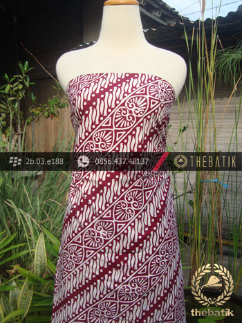 Kain Batik Cap Jogja Motif Parang Daun Sirih Marun
