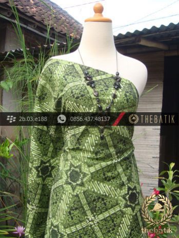 Kain Batik Cap Tulis Jogja Motif Ceplok Kasatriyan Kelir Hijau