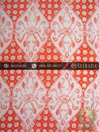 Kain Batik Sutera Cap Jogja Motif Dlimo Jingga