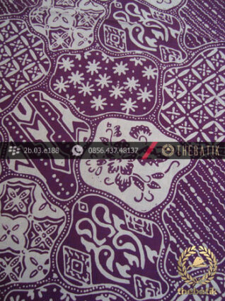 Kain Batik Sutera Cap Jogja Motif Sekar Jagad Ungu