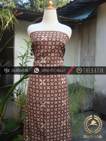 Kain Batik Sutera Cap Motif Truntum Coklat