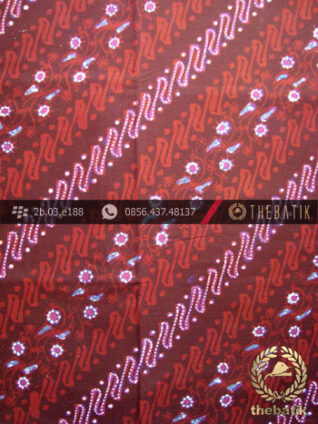 Kain Batik Cap Tulis Jogja Motif Parang Seling Kembang Marun