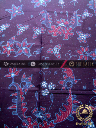 Kain Batik Tulis Jogja Motif Buketan Biru Kontemporer