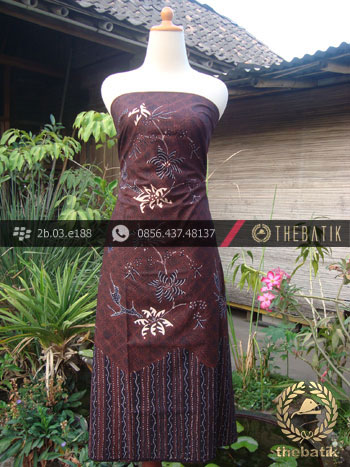 Kain Batik Tulis Jogja Motif Buketan Tulis Latar Hitam