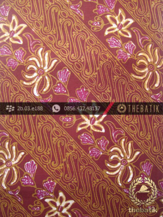 Batik Cap Tulis Jogja Motif Parang Seling Kembang Marun
