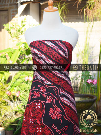Kain Batik Cap Tulis Jogja Motif Pulau Kombinasi Merah