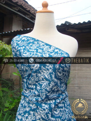 Kain Batik Cap Jogja Motif Burung Kecil Biru Muda