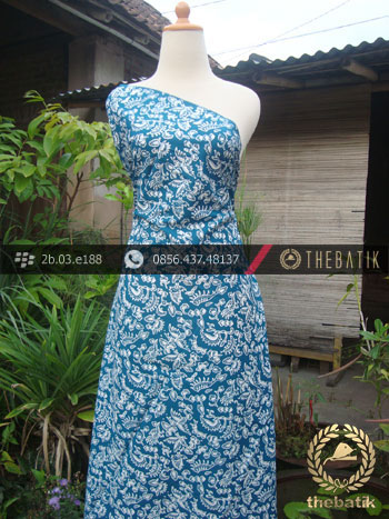 Kain Batik Cap Jogja Motif Burung Kecil Biru Muda