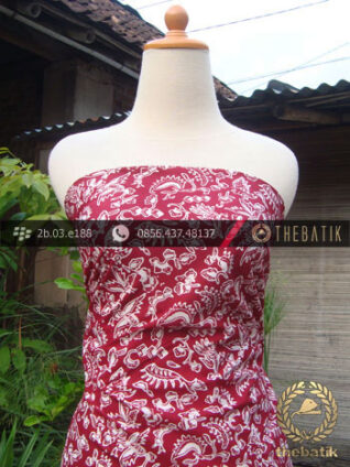 Kain Batik Cap Jogja Motif Burung Kecil Merah