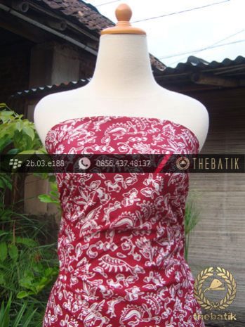 Kain Batik Cap Jogja Motif Burung Kecil Merah