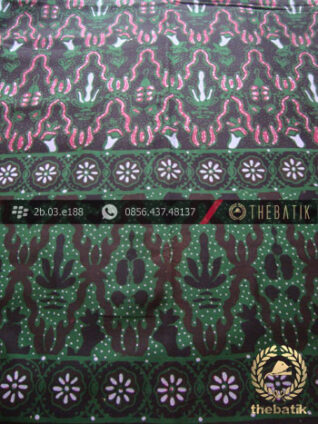 Kain Batik Cap Tulis Jogja Motif Kantil Tumpal Hijau