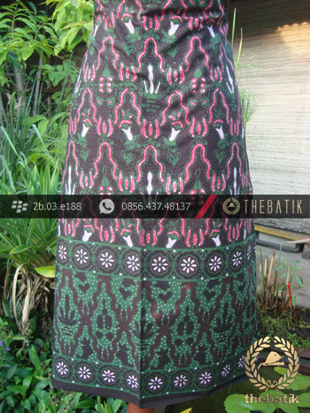 Kain Batik Cap Tulis Jogja Motif Kantil Tumpal Hijau