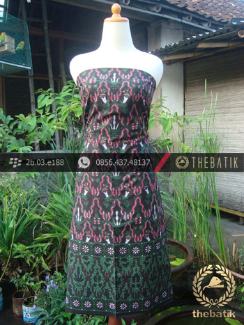 Kain Batik Cap Tulis Jogja Motif Kantil Tumpal Hijau
