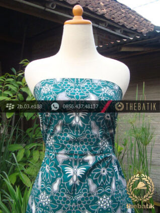 Kain Batik Cap Tulis Jogja Motif Kupu-Kupu Anggur Tosca