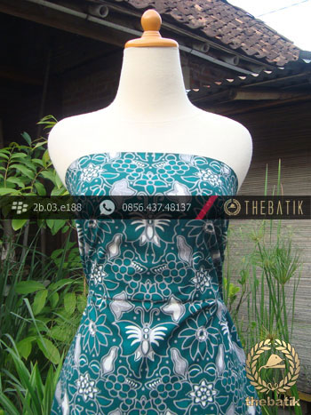 Kain Batik Cap Tulis Jogja Motif Kupu-Kupu Anggur Tosca
