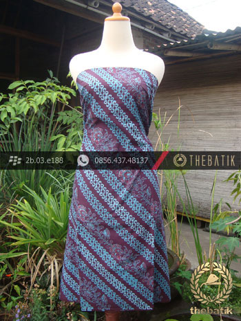 Kain Batik Cap Tulis Jogja Motif Parang Seling Kembang Biru