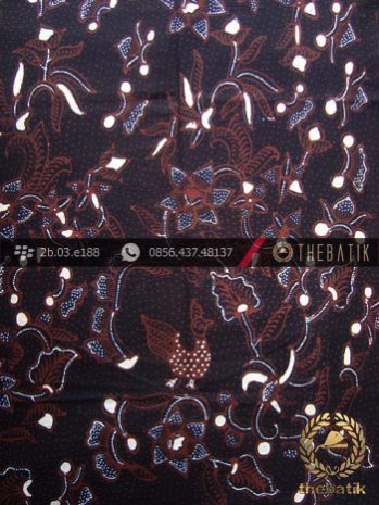 Kain Batik Tulis Jogja Motif Buketan Ayam Tulis Latar Hitam