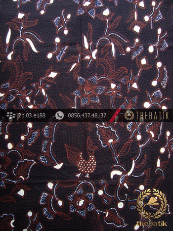 Kain Batik Tulis Jogja Motif Buketan Ayam Tulis Latar Hitam