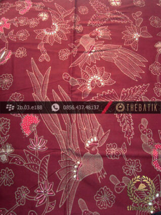 Kain Batik Tulis Jogja Motif Buketan Cendrawasih Maroon