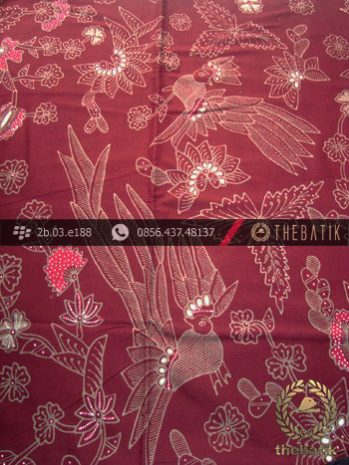 Kain Batik Tulis Jogja Motif Buketan Cendrawasih Maroon