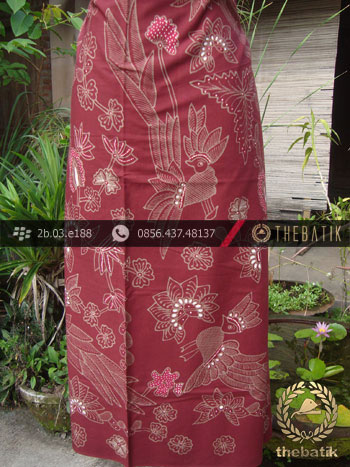 Kain Batik Tulis Jogja Motif Buketan Cendrawasih Maroon