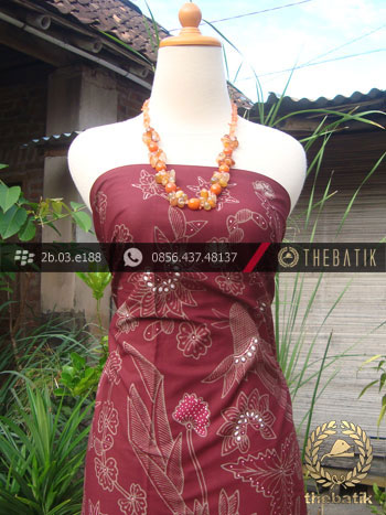 Kain Batik Tulis Jogja Motif Buketan Cendrawasih Maroon