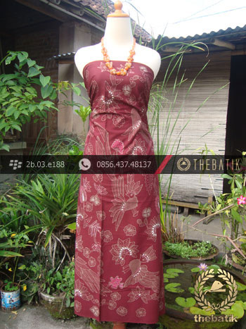 Kain Batik Tulis Jogja Motif Buketan Cendrawasih Maroon