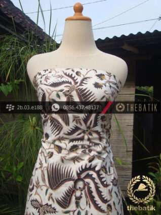 Kain Batik Coletan Solo Motif Lung Buketan Putih