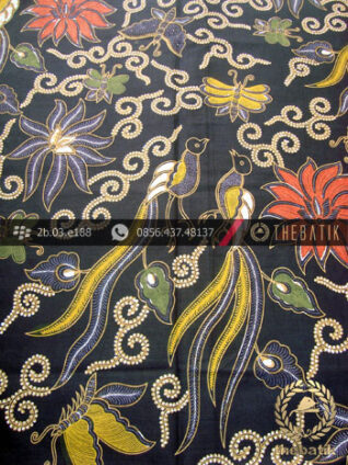 Kain Batik Coletan Solo Motif Cendrawasih Ukel Latar Hitam
