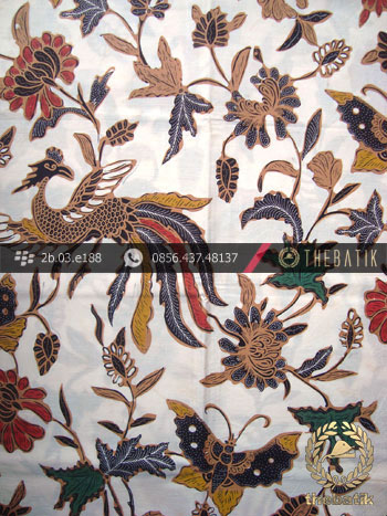 Kain Batik Coletan Solo Motif Cendrawasih Latar Putih