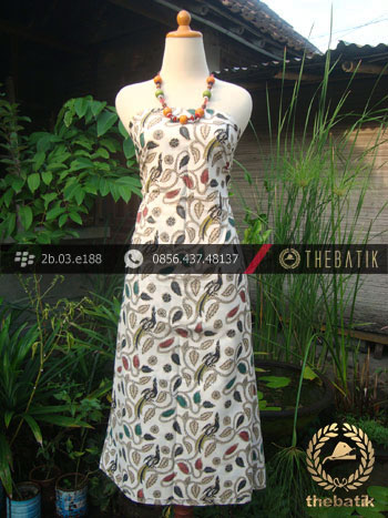 Kain Batik Coletan Solo Motif Buketan Daun Latar Putih