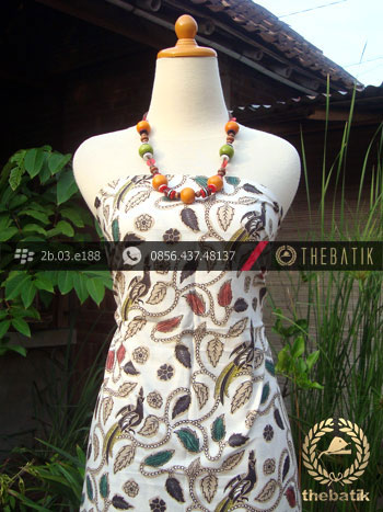 Kain Batik Coletan Solo Motif Buketan Daun Latar Putih