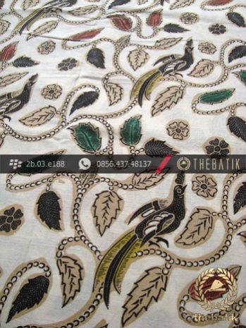 Kain Batik Coletan Solo Motif Buketan Daun Latar Putih