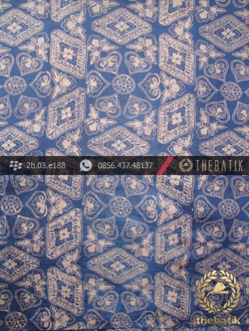 Kain Batik Sutera Jogja Motif Ceplok Kontemporer Biru