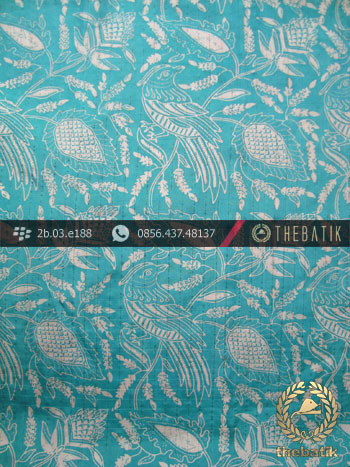 Kain Batik Sutera Jogja Motif Burung Kontemporer Tosca