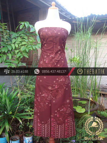 Kain Batik Cap Tulis Jogja Motif Lereng Kombinasi Maroon