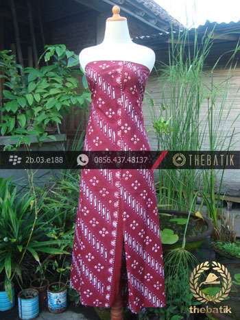 Kain Batik Cap Tulis Jogja Motif Parang Seling Merah Jambon