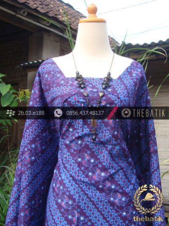 Kain Batik Cap Tulis Jogja Motif Parang Kembang Biru Ungu