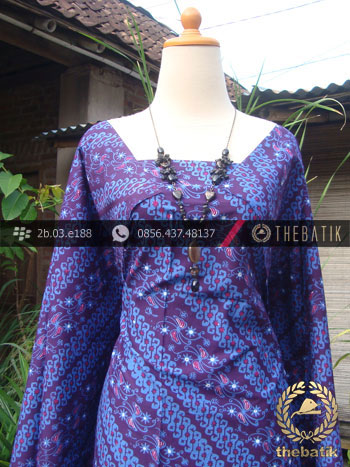 Kain Batik Cap Tulis Jogja Motif Parang Kembang Biru Ungu