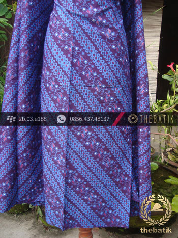 Kain Batik Cap Tulis Jogja Motif Parang Kembang Biru Ungu
