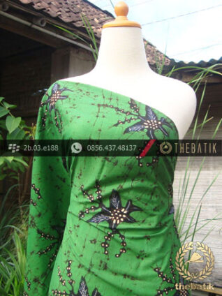 Kain Batik Tulis Indonesia Motif Remukan Kontemporer Hijau