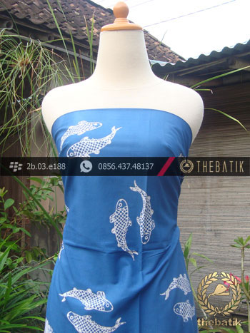 Kain Batik Cap Jogja Motif Ikan Kombinasi Parang Biru