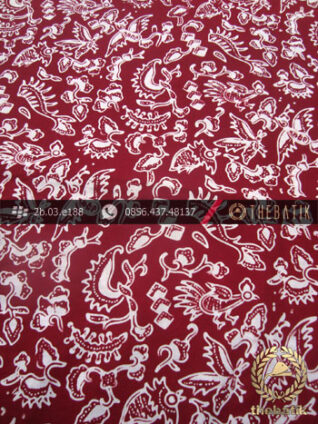 Kain Batik Cap Yogya Motif Burung Kecil Marun Kelengan