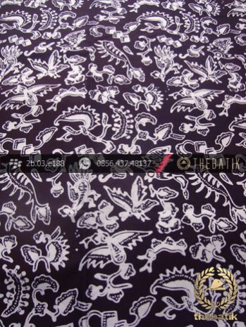 Kain Batik Cap Yogya Motif Burung Kecil Hitam Kelengan